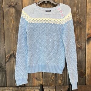 Vintage American Eagle Fair Isle Sweater M Blue Button Detail Hong Kong Preppy